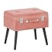 Stołek w kształcie walizki różowy sztruks ze schowkiem czarne nóżki Mallard
