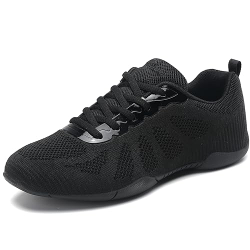 Girls Cheer Shoes Lightweight Non-Slip with Arch Support for Youth Cheerleading Stunts, Dance and Gymnastics Competitions Size Kids/Little Kid 12 to Women 11.5 (Black/White)2
