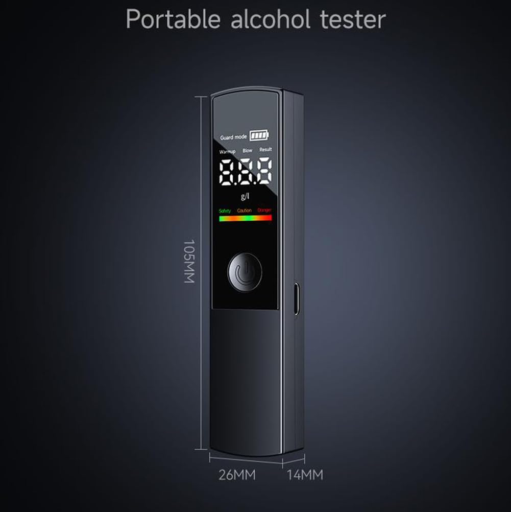 Éthylotest Numérique Portatif avec Écran LCD, Mesure Précise 'Alcool Et Plage Mesure De 0 À 2,0 G/L, Indicateur De Détection Tricolore Et Réutilisable pour Les Fêtes.