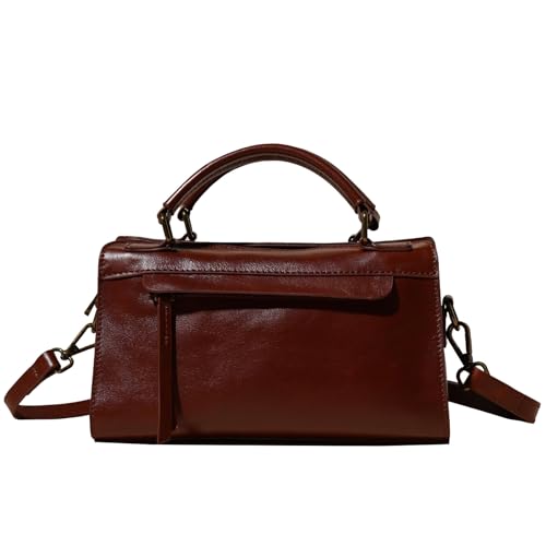 Sac à main Boston pour femme en cuir véritable marron d'une qualité d'exception