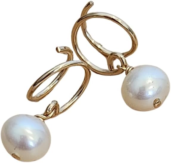 Huggie Hoop Silver and Gold Earrings for Women Pearl Loop Twists Double Hoop for Single Piercing Hypoallergenic Backless Gifts for Women