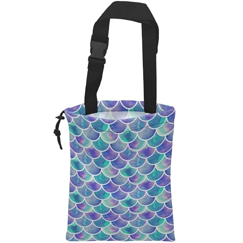 Image of Car Trash Bag Hanging Mermaid Rainbow Scales Car Trash Can Waterproof Garbage Bag Hanging for Car Back Seat