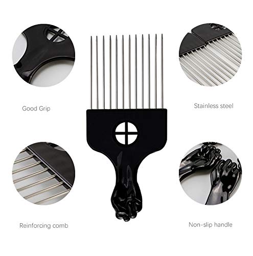 Wbcbec 4 Pcs Metal Picks For Hair, Afro Pick Combs For African American Hair Styling Tool, Fist Hair Pick Comb For Women And Men #TOP2
