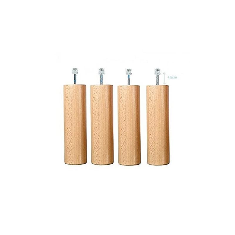 Coreme Pieds Bois 25 cm Grandes tiges pour Cadre Lattes Naturel - Jeu de 4 Pieds - Compatible Sommier Métallique