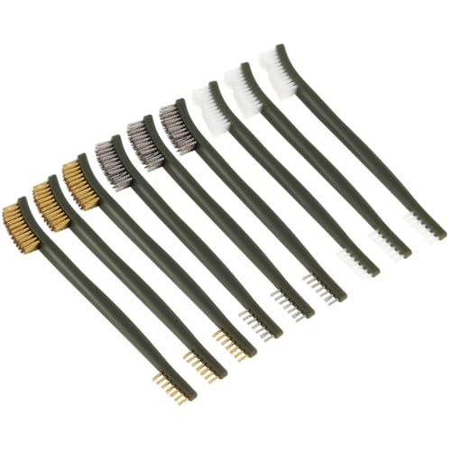 Mini Wire Brush Set, Paint and Dirt Remover, Cleaning Welding Slag and Rust, Handy Steel / Nylon / Brass Brush Suitable for Cleaning Paint / Dirt (9)