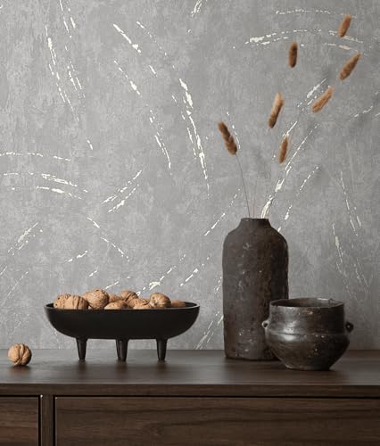 marburg Papel Pintado Gris Plata Brillante Aspecto Hormigón Estructura Moderno Aspecto Industrial para Salón Dormitorio Cocina 10,05 x 0,53 m