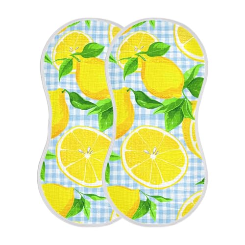 xigua Lemons Baby Burp Cloths for Newborn Boys and Girls 2 Pack, Soft & Absorbent Cotton Baby Burp Cloth, Baby Washcloths, Newborn Towel, Burp Rags2