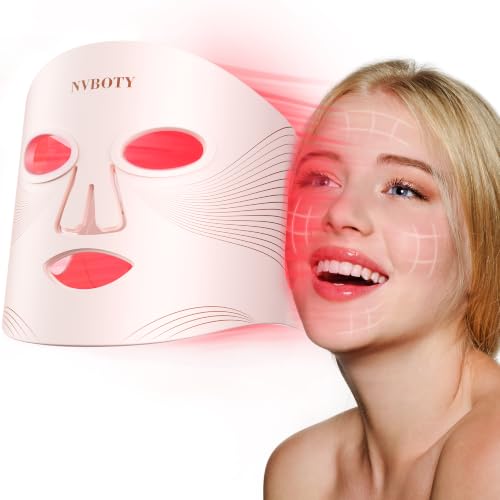 NVBOTY Red Light Therapy Mask, 4 Modes Portable Red Light Therapy for Face, 2000mAh Rechargeable...