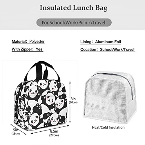 Zoczos Cute Panda Pattern Durable Lunch Box Lovely Pet Cartoon Animal Bear Zoo Wild Funny Modern Art Texture Reusable Lunch Bag For Day Trips Beaches Sports #TOP3