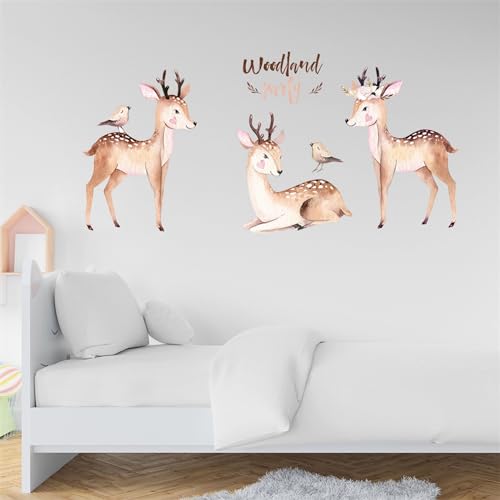 Cute Fawns and Bird Sika Deer Vinilos Decorativos Woodland Party miniatura 4