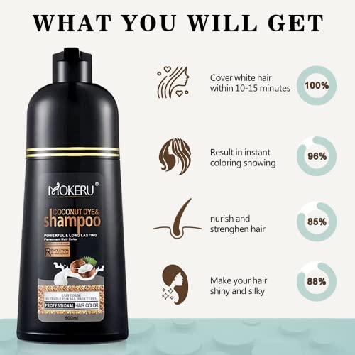 Yourtone Mokeru Light Brown Hair Color Shampoo, Hair Dye Shampoo 3 In 1 For Women & Men, Instant Hair Colouring, Easy To Use & Long Lasting #TOP5