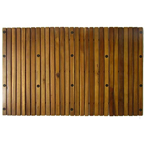 Cikonielf Akazienholzmatte | Rutschfestes Badbrett | Duschmatte aus Holz | Naturholz Lattenrost | mit rutschfester Gummirückseite | 80 x 50 cm