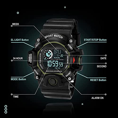 Image of Acnos Digital Sports Watch - Rugged Outdoor Multi-Function Countdown Timer & Alarm (WR30 Water-Resistant)