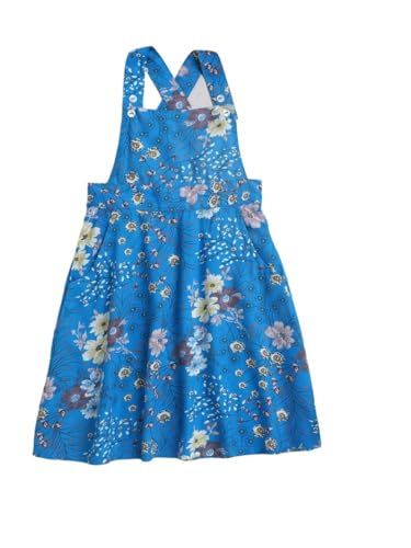 Image of The Magic Wand Kids Girls Printed Casual Dresses, Knee Length Singlet Strap Fit & Flared Cotton Once Piece Stylish Frocks for Summer Season