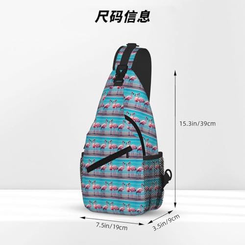 Flamingo Beach Printing Fashion Sling Bag For Men Chest Shoulder Backpack Crossbody Motocycle Daypack For Travel Hiking4