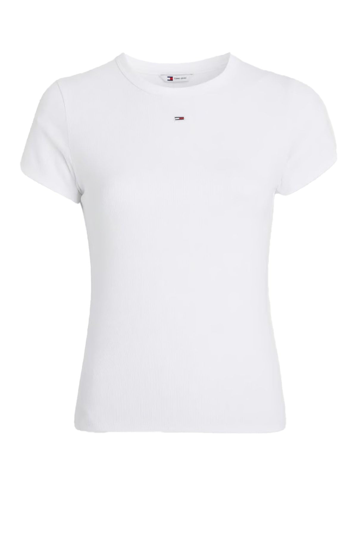 Tommy Jeans TJW SLIM ESSENTIAL RIB SS EXT S/S T-Shirt Women's, White (White), M