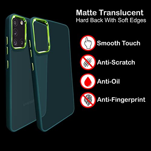 Image of A rtistque Frosted Translucent Back Cover Case for Samsung Galaxy A31 | Electroplated Chrome Ring | Raised Camera Edges for Protection | Smooth Sides TPU - Green