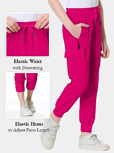 Image of EXARUS Girls Hiking Cargo Pants Joggers Teen Quick Dry Lightweight Slim Fit | Tween Youth Camping Pants Kids Hip Hop Dance Athletic Tapered Lightweight Track Safari Drawstring Woven /Knit 6-14Y