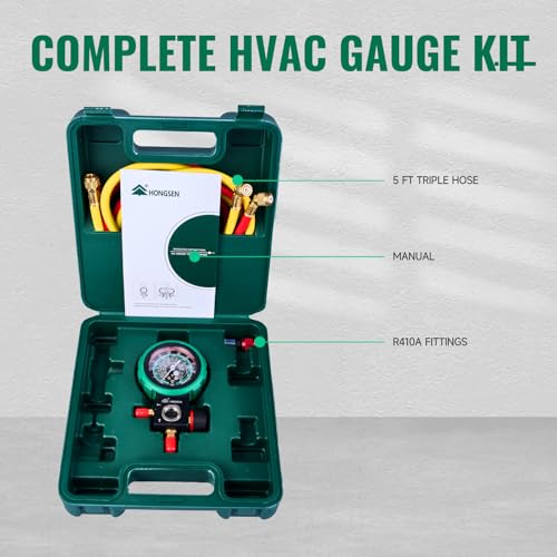 Kit de Manómetro Simple HVAC Hong Sen para R410A y más miniatura 2