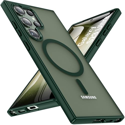 Image of OWKEY for S23 Ultra Case 6.8'', Magnetic Samsung Galaxy S23 Ultra Case for Magsafe, [Shockproof Military] Translucent Back Slim Bumper Cover Phone Case Galaxy s23 Ultra case, Green