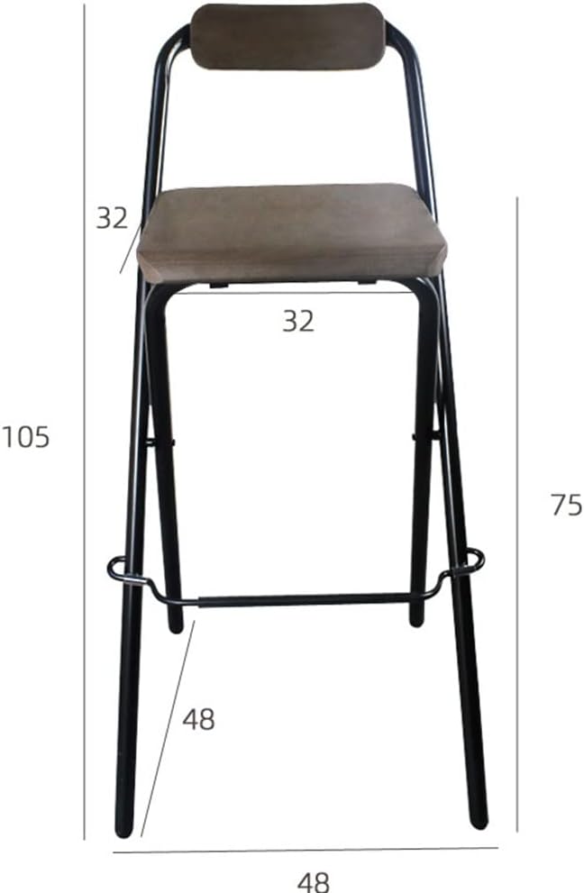 Fold Up Height Stool for Adults Outdoor Portable Stool with Wooden Seat Breakfast Home Office