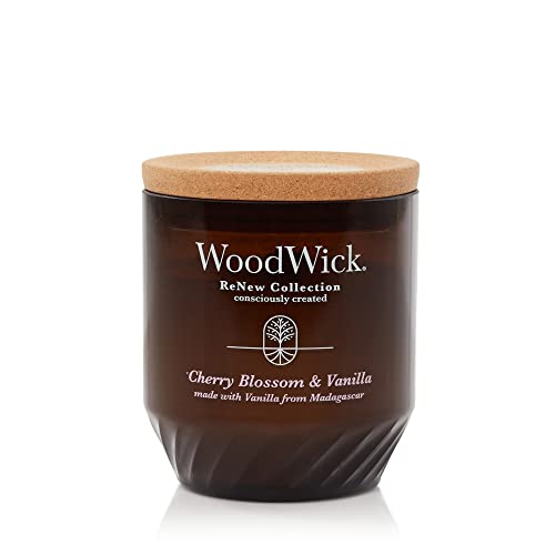WoodWick® Renew Medium Candle, Black Currant & Rose Scented Candles, 6oz, Plant Based Soy Wax Blend, Made with Upcycled Materials and Essential Oils, Up to 55 Hours of Burn Time