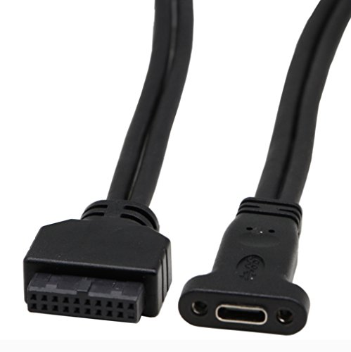 Zdycgtime(50Cm Usb 3.0 19 Pin To Usb C Front Panel Header Cable, Usb 3.0 19 Pin Female To Usb Type C Female Panel Mount Extension Cable #TOP5