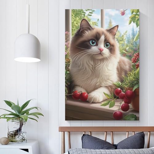 Cuadro de gato Ragdoll en lienzo para tapar espacios vacíos y decorar paredes de dormitorios 5