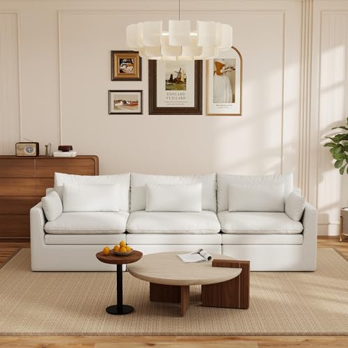 Image of WJShome Modular Sectional Sofa, Deep Seat 3-Seater Cloud Couch with Water-Resistant & Stain-Resistant Fabric, Removable Washable Covers,Modern Sleeper Sofa for Living Room, Apartment, White