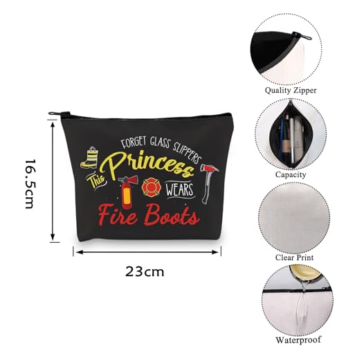 VAMSII Women Firefighter Makeup Bags Firefighter Gear Toiletry Travel Bag This Princess Wears Fire Boots (Fire Boots)2