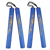 Ameble Lot de 2 Nunchakus pour Enfants, Nunchakus en Mousse Souple pour débutants, légers et sûrs, avec Rembourrage, Bleus