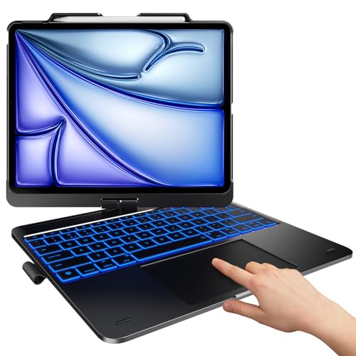 typecase Keyboard Case for iPad Pro 13-inch & iPad Air 13-inch, Trackpad, 360° Rotatable, Wireless, 11-Colors Backlit for iPad Pro 12.9 (6th/5th/4th/3rd Gen) - Black