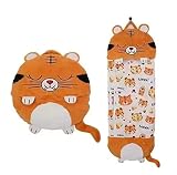 ALASON Schlafsack für Kinder, Weich Kuscheltier Schlafsack Kinder, 2-in-1 Schlafsack mit Kissen, Zusammenfaltbarer Tierschlafsack, für Camping Wandern 3-15 Jahreszeiten