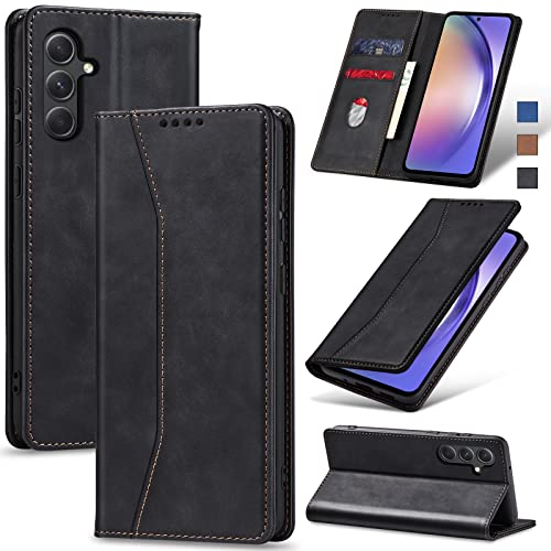 Image of Jasonyu Wallet Case for Samsung Galaxy A54, Flip PU Leather, Black