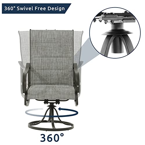 Udpatio Swivel Patio Dining Chairs Set Of 6, Outdoor Dining Chairs High Back, Padded All Weather Breathable Textilene Outside Chair With Metal Rocking Frame For Lawn Garden Backyard Duck, Grey White #TOP4