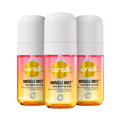Sunsilk Golden Glaze Trattamento e Profumo per Capelli Anticrespo 3 x 50 ml | Profumo per Capelli Donna con Arancia Rossa e Ylang Ylang, Effetto Anticrespo e Anti-Umidità, Capelli Profumati e Setosi