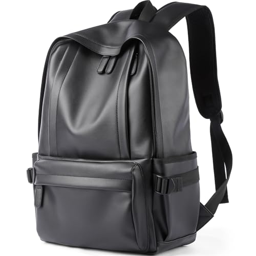 Laptop Leather Travel Backpack For Men Water-Repellent Carry On Back Pack For Travel Business Work computer Backpacks Fit 15.6