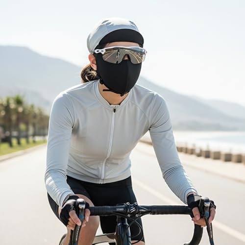 Image of Tomorrow Fashion Full Face Mask for Sun Protection, 3D Face Cover for Women, UPF 50+ Summer Face Mask for Women, Breathable Ice Silk Cooling Sun UV Face Reusable Mask for Biking, Driving BLACK