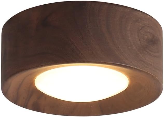 Elegant and Fashionable Walnut Color Round Ceiling Lamps New Chinese Modern Simple Corridor LED Three Adjustable Close to Lights for Living Room Dining Bar