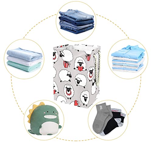 Panier à linge imperméable mouton avec poignées en tissu
