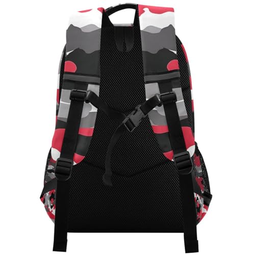 ALAZA Teens School Backpack Red Black White Camouflage Pattern Laptop Backpack with Reflective Strap, Travel Backpack Casual Daypack for Elementary Primary middle Bookbag2