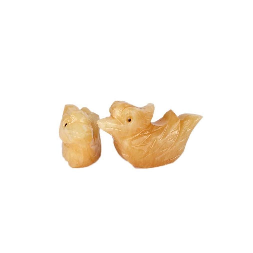 Lachineuse Jade Duck - Mandarin Ducks Figurines - Feng Shui Statuettes - Symbol Of Love & Loyalty For Couple, Romance - Valentine's Day Gift Idea - Decoration - 6 X 3 X 2 Cm - Pale Yellow