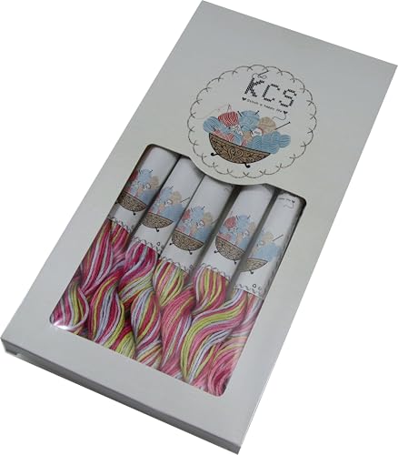 Image of KCS Big skeins of 25 Meters Size 25 Color Variegated Cross Stitch Stranded Threads,6 skeins,4502