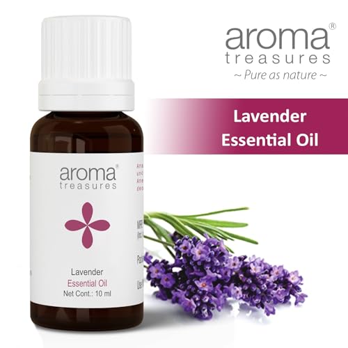 Image of Aroma Treasures Lavender Essential Oil | 100% Pure & Natural Theraputic Essential oil for healthy Skin, body, Aromatherapy - 10ml