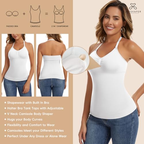 Image of JOYSHAPER Shapewear Camisole with Built in Bra Compression Halter Tops for Women Tummy Control Shapewear Tank Top Padded Bras