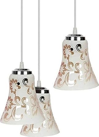 A.S.Decor Modern Fancy Glass 40W Round Pendant Ceiling 1 Fitting Colorful and Decorative Hanging Light, White, Set of 1.-Electric