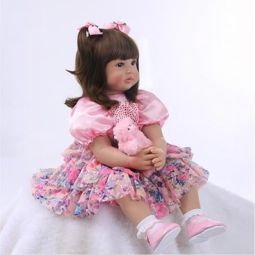 Muñeca reborn niña 24 pulgadas silicona realista miniatura 4