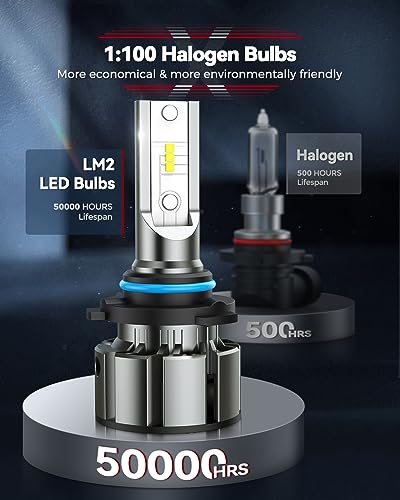 Image of Laxmas 9005 bulbs, Real 1:1 Size 6000K Cool white, IP68 waterproof fog bulbs, plug and play, pack of 2