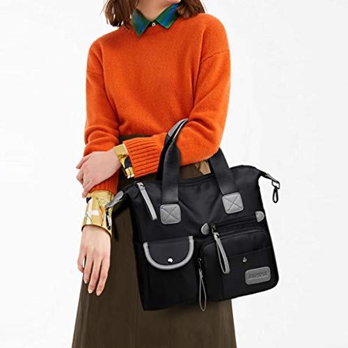 #N/A Bolsa Feminina De Nylon Resistente à água Mensageiro Em Cruz Bolsa De Ombro - Preto
