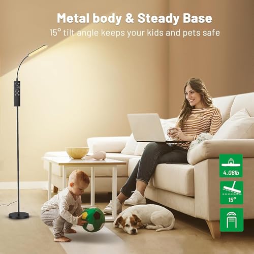 Image of Yikuneng Dimmable LED Floor Lamp, Super Bright Reading Lamps Floor Standing lamp with Remote & Touch Control, Stepless Dimming & 2700K-6500K Color Temperature, for Living Room Bedroom Office, 2 Pack